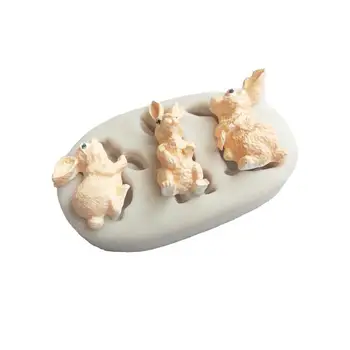 חמוד 3D ארנב סיליקון עובש DIY אפיית עובש עבודת יד, קרמיקה עובש עוגה דקורטיביים עובש אביזרים למטבח חתול עובש