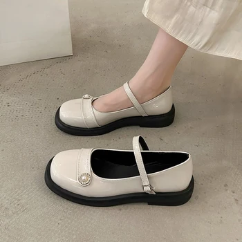 נעלי אישה 2024 בסגנון בריטי נעלי אוקספורד פלטפורמת עקבים נמוכים הנשית הנעלה חדש אביזרי עור קריפרס רטרו, שמלת הקיץ