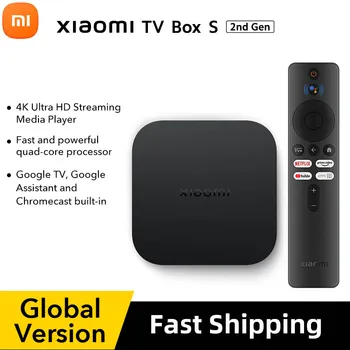 הגירסה העולמית Xiaomi Mi TV Box S (2nd Gen) 4K Ultra HD BT5.2 2GB 8GB Google TV Google עוזר Smart TV Box