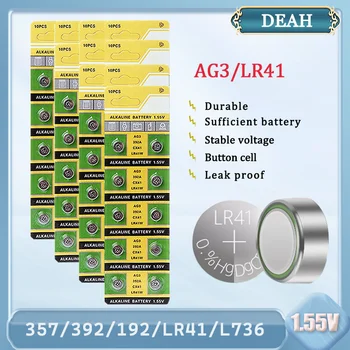 AG3 LR41 384 392 392A LR736 L736 SR41 SR41SW 1.55 V אלקליין סוללות כפתור מטבע תא הסוללה על מחשבון צעצועים בשלט רחוק