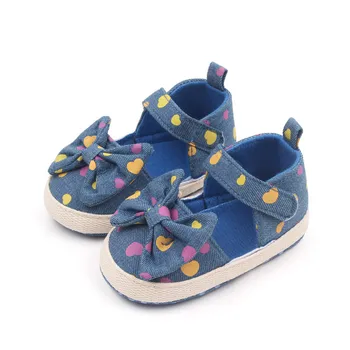 0-18Months ילדים נעלי Bowknot לב הדפסים רכים עם סוליות ללא להחליק גרביים לתינוק קומה נעליים גרביים אביב סתיו הרצפה גרביים פאטוס