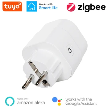 Tuya חכם Zigbee Plug 16A האיחוד האירופי לשקע 3680W מד כוח Compatiable עם אלקסה zigbee2mqtt הביתה עוזר Tuya רכזת כוח לפקח