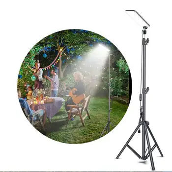חצובה אור קמפינג נייד חיצוני פיקניק ברביקיו אוהל המנורה מוט טלסקופי LED נטענת Selfie צילום Live Stream אור