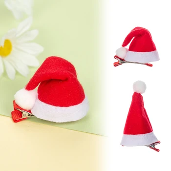 חדש חג המולד קטנים אדום כובע כובע שיער קליפ חמוד ילדים מבוגרים מיני כובע כובע ורצוף ילד חג המולד המפלגה Cosplay הכובעים אביזר