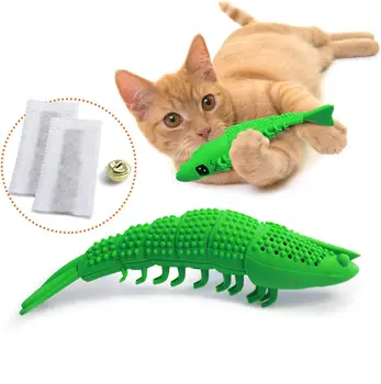 חתול מברשת שיניים נפית החתולים צעצוע עמיד מגומי קשיח חתול טיפול שיניים חתול אינטראקטיבי מברשת שיניים ללעוס צעצוע