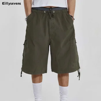 גברים של מכנסיים קצרים חופשי גודל גדול רב-כיס הסרבל קיץ נוח מכנסיים לבנים חוצות מזדמן ספורט חוף מכנסיים קצרים מכנסיים