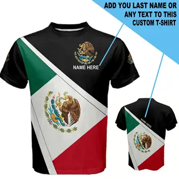 שם מותאם אישית מקסיקו דגל 3D הדפסת החולצה T מקסיקני המעיל של נשק אופנה היפ הופ Harajuku אופנת רחוב מזדמן O-צוואר שרוול קצר