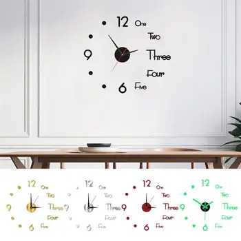 3D שעון קיר Creative DIY שעוני קיר נשלפת אמנות מדבקות מדבקת השעון מראה מדבקות קיר עיצוב משרד ביתי בסלון