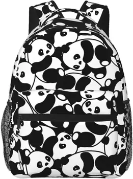 פנדה קריקטורה תרמיל חמוד פנדה Bookbags מחשב נייד תיק כתף שקיות נסיעות טיולים קמפינג Daypack עבור גברים, נשים,