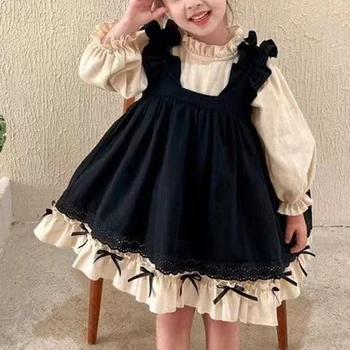 MODX סתיו Bowknot Harajuku Kawaii בנות שמלת מסיבת מתוק טלאים ילדים שמלת נסיכת שרוול ארוך חמוד Vestidos דה פיאסטה