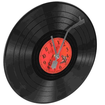 התקליט ויניל שעון קיר נוח עדין צורה עגולה רטרו עיצוב הסלון חובב מוזיקה מתנות מסוגננות תלוי