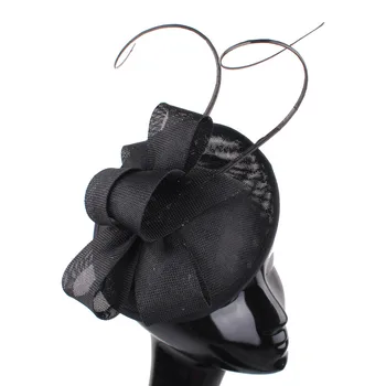 החתונה דרבי שחור שיק Fascinator Headbands קוקטייל כובע לנשים צרפתית השיער בגימור בציר אופנה, אביזרי שיער