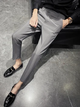 גבוהה המותניים של הגברים חליפת מכנסיים באיכות גבוהה אביב ישר עסקים סתיו שמלה מכנסיים פורמליים מוצק צבע קלאסי מכנסיים Z22