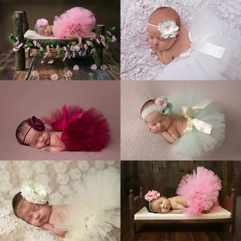 2023 החדש טוטו חצאית עבור ילדה תינוקות צילום אביזרים, עם אביזרי שיער עבור בנות תינוק תינוק headbands kawaii נטו השמלה