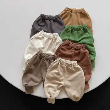 סתיו חדש לילדים Sarouel מוצק התינוק רופף מכנסיים אופנה בנים בנות מזדמנים מכנסיים ילדים מתאימים מכנסיים הפעוט בגדים