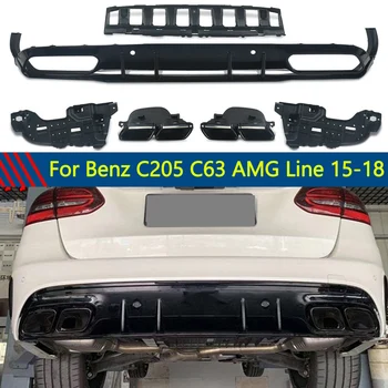 האחורי מפזר בנץ C205 C300 C43 C63 סגנון AMG W/ תוש-תוש טיפ 2015-2018 גלוס