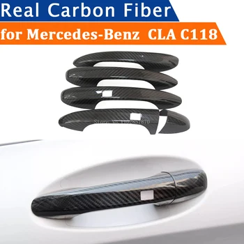 עבור מרצדס-בנץ CLA C118 2019-2023 אביזרי רכב אמיתי סיבי פחמן ידית הדלת כיסוי מסגרת מדבקה החיצוני לקצץ Bodykit