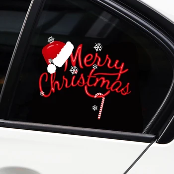 חג המולד שמח סנטה קלאוס כובע פתיתי שלג צבע המדבקה הביתה ברכב אוטומטי חלון אופנוע PVC עמיד למים אופנה עיצוב המדבקה