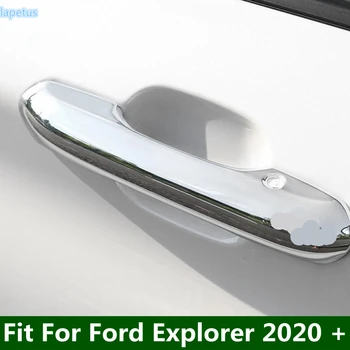 המכונית החיצוני אביזרים בצד הדלת. משוך את ידית הדלת להתמודד עם תפאורה לכסות לקצץ מתאים פורד אקספלורר 2020 - 2022 Chrome / סיבי פחמן